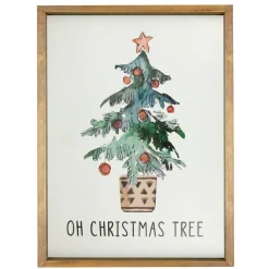Wooden Framed "Oh Christmas Tree" Wall Art Decoration - 20"