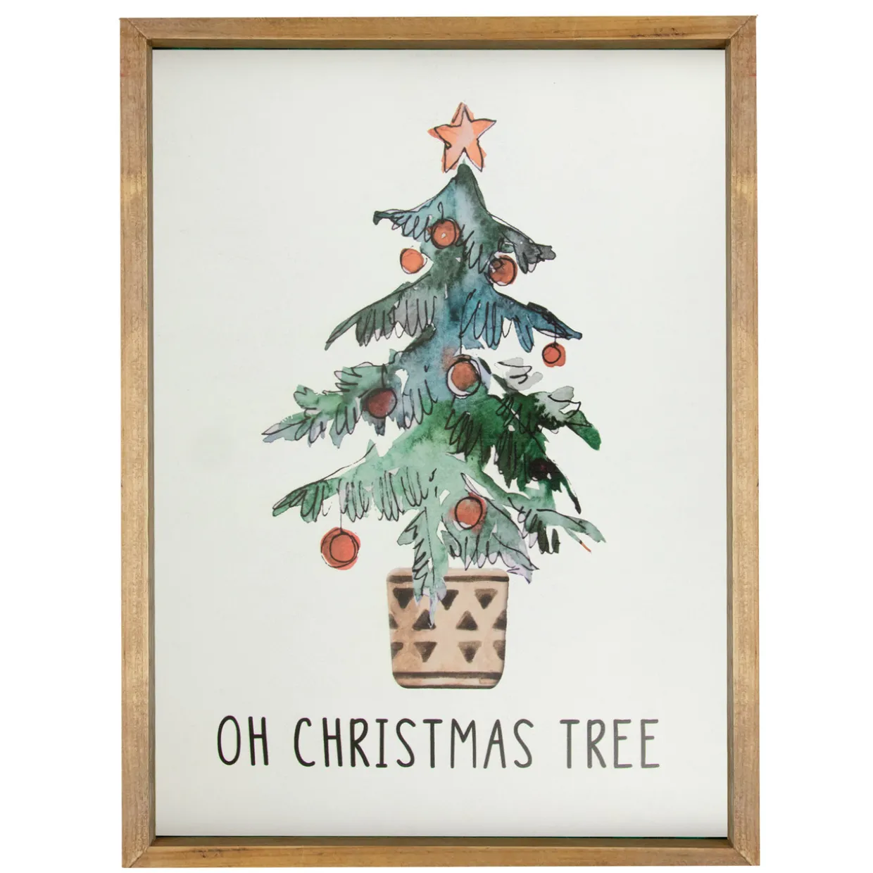 Wooden Framed "Oh Christmas Tree" Wall Art Decoration - 20"