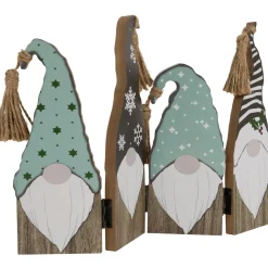 Wooden Gnomes Hinged Christmas Decoration - 10.75