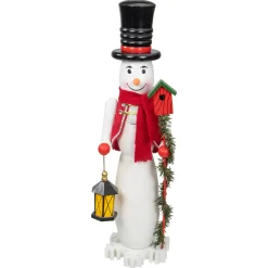 Wooden Snowman Christmas Nutcracker - 18" - White and Red
