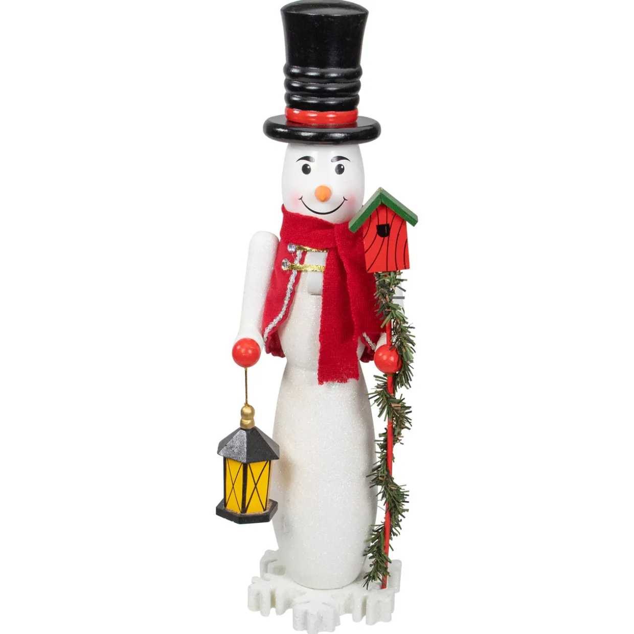 Wooden Snowman Christmas Nutcracker - 18" - White and Red