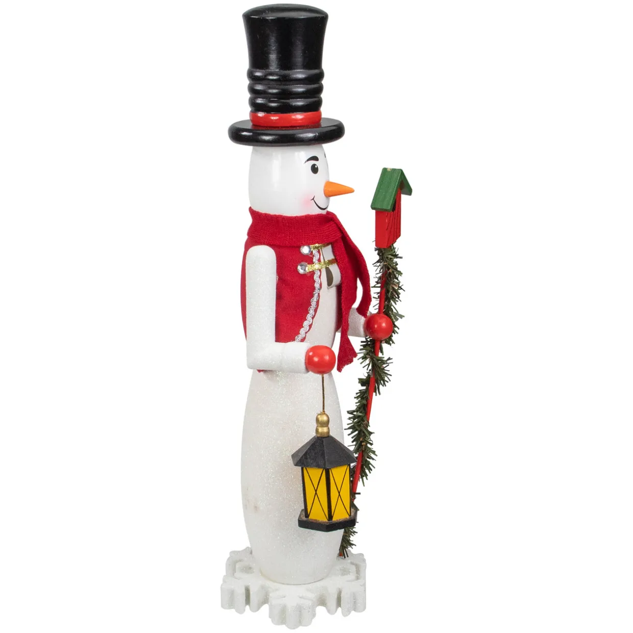 Wooden Snowman Christmas Nutcracker - 18" - White and Red
