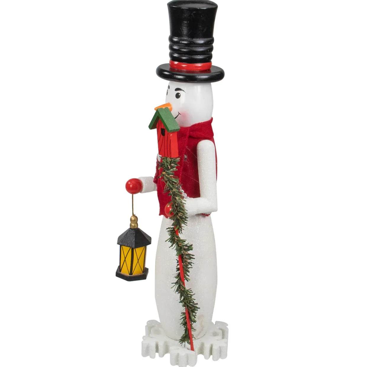 Wooden Snowman Christmas Nutcracker - 18" - White and Red