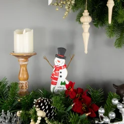 Wooden Snowman "Merry Christmas" Decoration - 8.5"