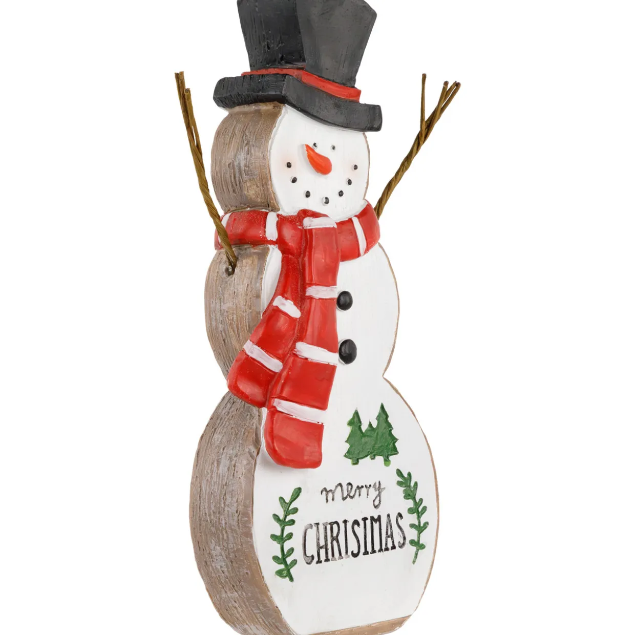 Wooden Snowman "Merry Christmas" Decoration - 8.5"