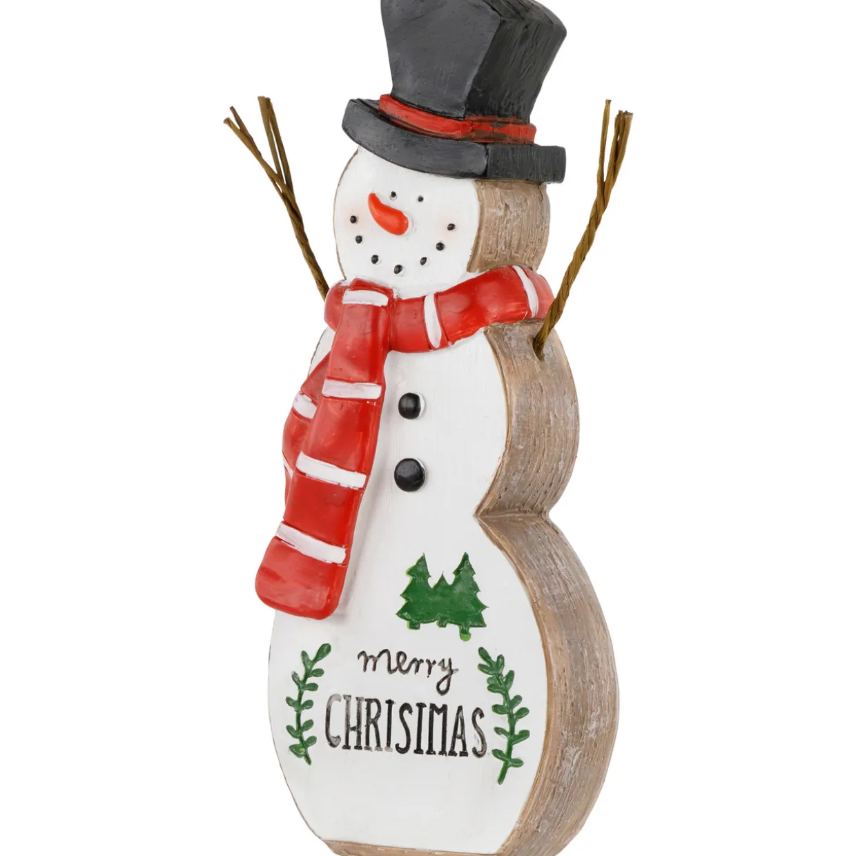 Wooden Snowman "Merry Christmas" Decoration - 8.5"