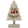 Wooden Tree "Merry and Bright" Christmas Decoration - 23" - Gold and Red