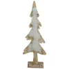Wooden Tree With Faux Fur Christmas Decoration - 13.5" - Brown and White