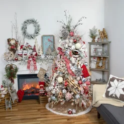 Wooden Tree With Faux Fur Christmas Decoration - 13.5