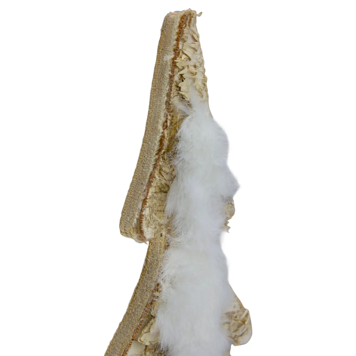 Wooden Tree With Faux Fur Christmas Decoration - 13.5" - Brown and White