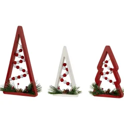 Wooden Trees with Beads Christmas Decorations - 11.75