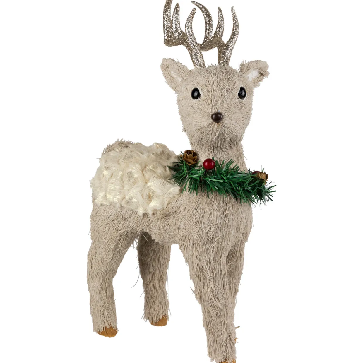 Woodland Reindeer with Wreath Christmas Figure - 13.75"