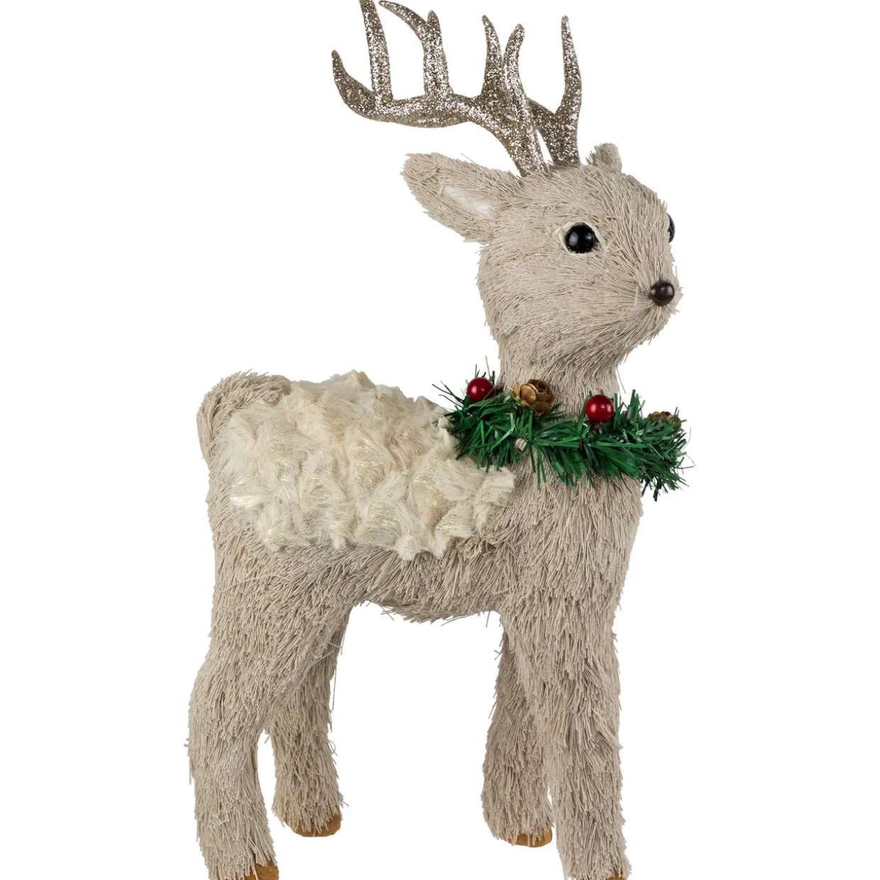 Woodland Reindeer with Wreath Christmas Figure - 13.75"
