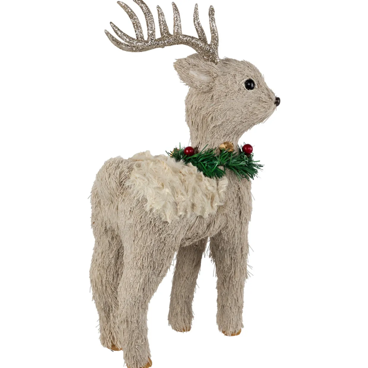 Woodland Reindeer with Wreath Christmas Figure - 13.75"