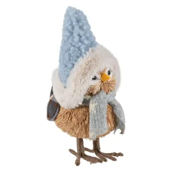 Woodland Standing Bird with Plush Winter Hat Christmas Figure - 7.5