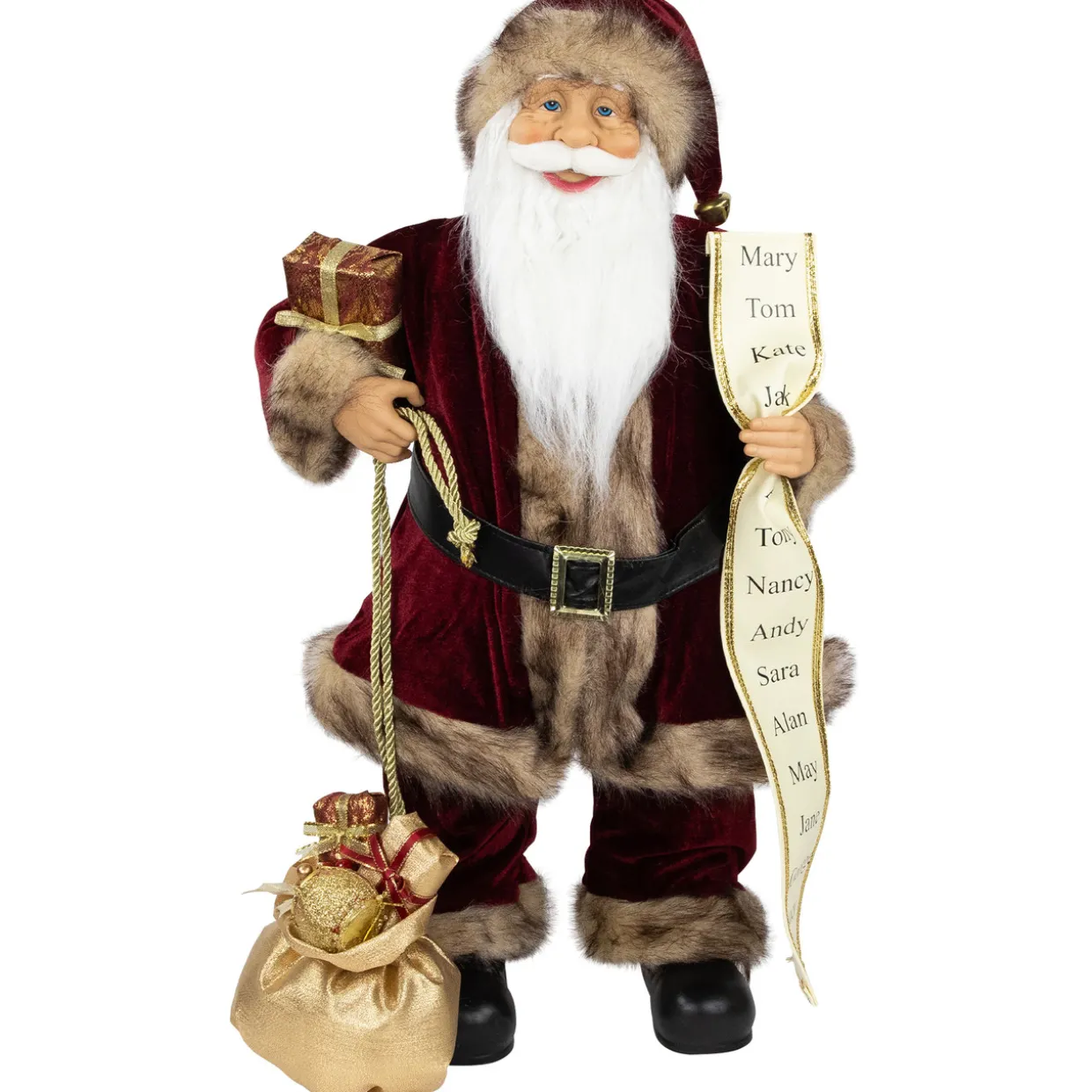 Woodland Standing Santa Claus Christmas Figure with Name List - 24"
