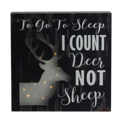 8"x8" LED Lighted Fiber Optic Deer “To Go to Sleep I Count Deer Not Sheep” Wall Art Decoration