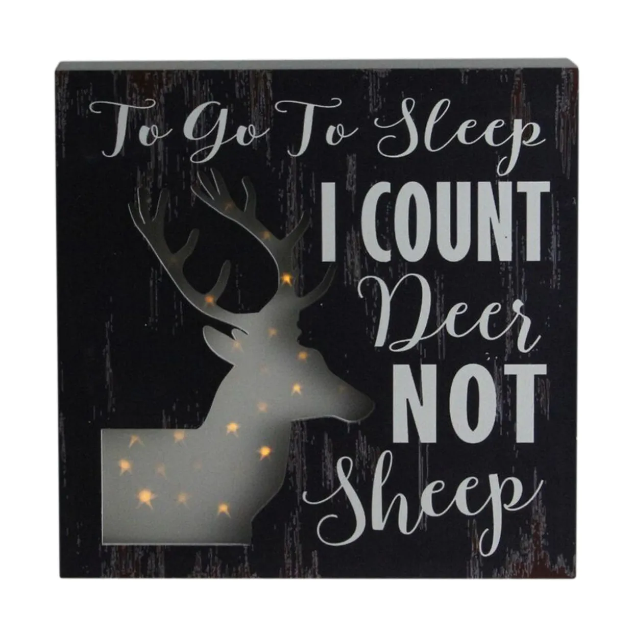 8"x8" LED Lighted Fiber Optic Deer “To Go to Sleep I Count Deer Not Sheep” Wall Art Decoration