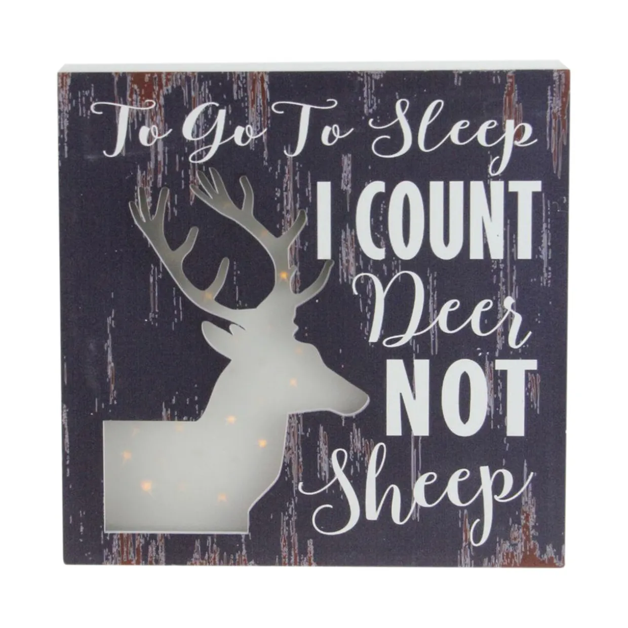 8"x8" LED Lighted Fiber Optic Deer “To Go to Sleep I Count Deer Not Sheep” Wall Art Decoration