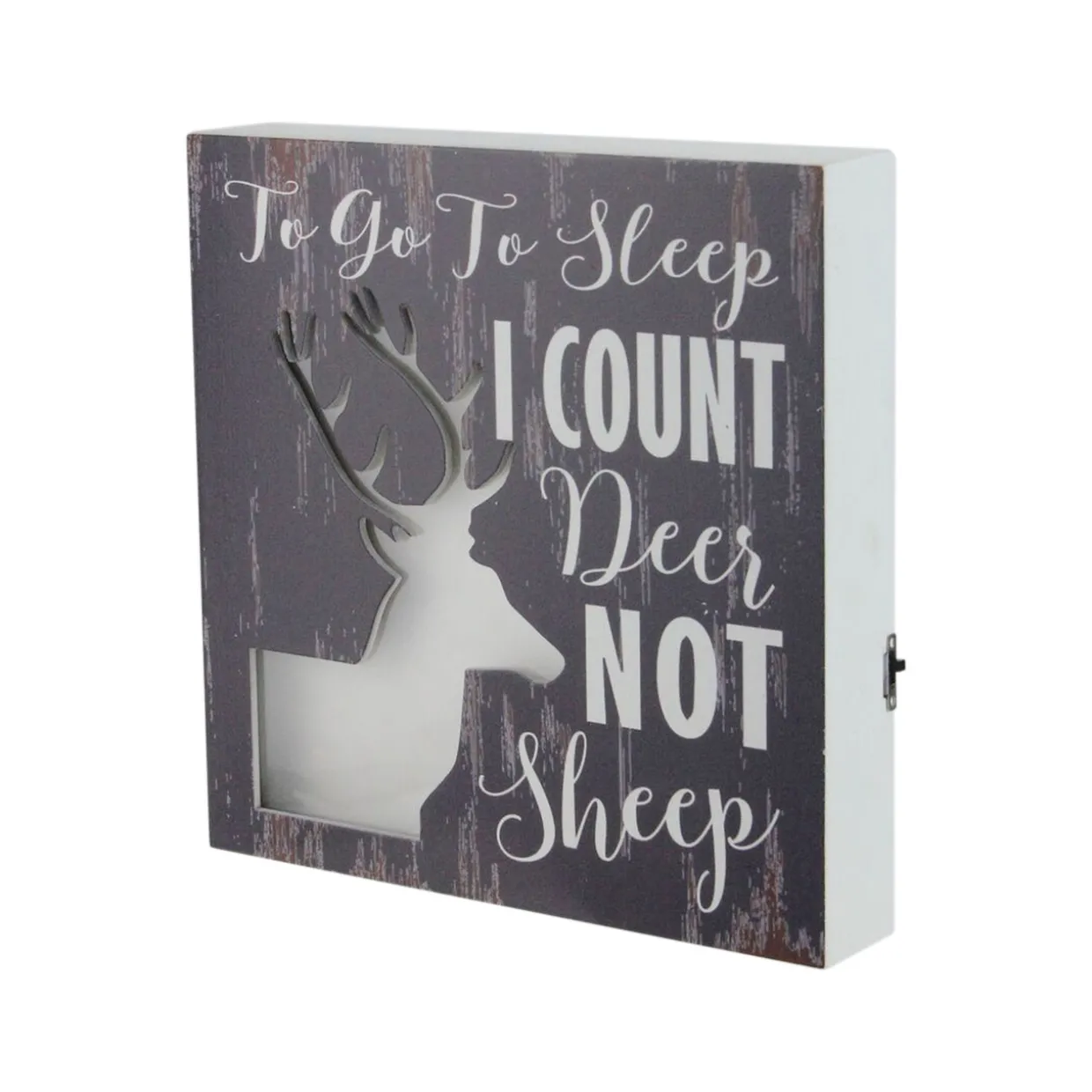 8"x8" LED Lighted Fiber Optic Deer “To Go to Sleep I Count Deer Not Sheep” Wall Art Decoration